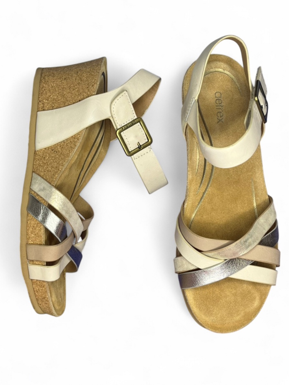 Aetrex Noelle Strappy Leather Orthotic Wedge Sandal